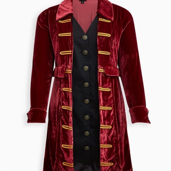 NWT Torrid 00 M/L Velvet Pirate Dress Coat Halloween Costume, Medium, Large, 10 - Picture 4 of 6